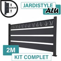 Kit Clôture Aluminium Gris Anthracite 2M - Claire voie Design Tahiti - Sur Platines - 0,95 mètre