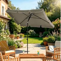 Parasol rectangulaire aluminium et métal gris foncé, inclinable, réglable en hauteur, ouverture push-up avec housse