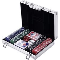 Mallette de poker professionnelle en aluminium, coffret de poker avec 200 jetons et 2 jeux de cartes pour Texas Hold'em et Blackjack