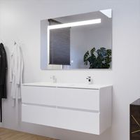 Doppelwaschtisch mˆbel 120 cm ROSALY mit Spiegel ElÈgance ht80 Ò Weifl Ò Waschtischplatte aus Keramik