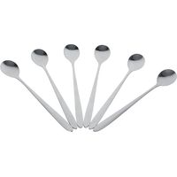 Lot de 6 cuillères à café élégantes en acier inoxydable à long manche, idéales pour latte, glace, sundae, café et soupe. Neuves.