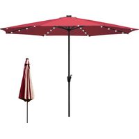 Wolketon Parasol 3,5 m avec éclairage LED – Parasol de jardin lumineux pour terrasse, rouge