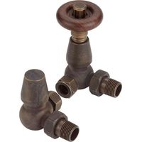 Heatwave Manor Antique Brass Corner Thermostatic Radiator Valve Set