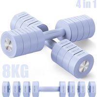 4-in-1 Adjustable Dumbbell - MERACH, Set of 2 Weights from 1 to 8KG, Home or Gym, for Men and Women, Blue