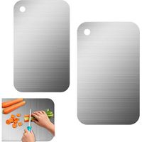 Planche A Decouper En Titane, 2 Pièces Planche A Decouper Inox, Planche à Découper En Titane, Planche à Découper Inox, Titanium Cutting Board, pour Viande Fruits Légumes, Réversible, Facile à Nettoyer