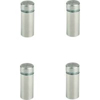 4x Support de vitre imitation inox avec joint en plastique Porte Verre Miroir Etagère Décoration Attache, Ø12 x 32mm