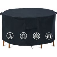 (Noir 244x59) housse de mobilier de jardin imperméable, housse de table ronde de jardin, housse de table ronde de jardin, housse de table ronde d'extérieur, housse de patio, housse coupe-vent