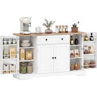Aparador de Cocina con Cajón Estantes en las Puertas Estantes Ajustables Barra de Café 138x40x83,5 cm Blanco