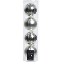 Weihnachtskugel 10 cm Glas Silber sortiert Set 4-tlg