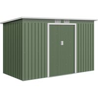 Abri de jardin métal 6,3 m³ 280x130x172 cm, toit monopente, porte coulissante, étanche, meuble extérieur, anthracite vert clair