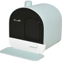 Bac à litière pour chat avec porte battante – Maison de toilette fermée, pelle et filtre inclus – Dimensions 43x44x47 cm – Idéal pour intérieur, contrôle des odeurs