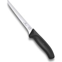 Victorinox Swiss Classic, coltello professionale per disossare, lama extra affilata, affilatura diritta, 15 cm, manico in plastica, acciaio inossidabile, nero