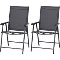 Set of Two Folding Garden Chairs - Black