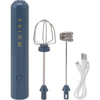 Mixeur à main sans fil en acier inoxydable USB, petit fouet électrique bleu pour maison
