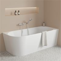 Baignoire semi-îlot MILO en acrylique blanche 150cm - Angle droit