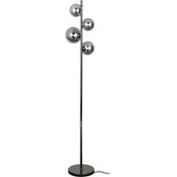 Lampadaire glamour noir perlé boules fumées 4xG9