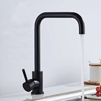 Robinet de cuisine rond courbé moderne avec rotation à 360 ° Noir