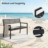 Banc de jardin élégant avec dossier, banc d'extérieur, banc de parc (banc de parc uniquement)