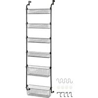 TOQUE Over Door Pantry Organiser 6 Tier Kitchen Hanging Storage Rack Black Metal