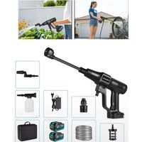Nettoyeur haute pression 200 bars, tuyau 5 m, nettoyeur haute pression voiture, nettoyeur à batterie, 4,1 L/min, (2 batteries)