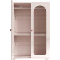 Armoire à 2 portes, armoire laquée, armoire de rangement pour chambre, armoire pour enfant, avec penderie, portes transparentes en acrylique, poignées en céramique, rose bébé, lot de 2, 160×50×120 cm
