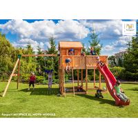 Fungoo Spielturm "My Space XL Move+", teak, mit Rutsche, Doppelschaukel, Kletterwand und Leiter