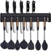 Kitchen Utensil Holder with Hooks, Wall Mounted Kitchen Utensil Rack, Kitchen Wall Mounted Pot Holder for Knives, Wall Hanging Pot Holder for Hanging Cooking Utensils