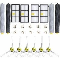 Kit d'accessoires de pièces de rechange pour iRobot Roomba 800 900 805 850 851 860 865 866 870 871 880 885 890 891 896 960 966 980 Robot Aspirateur + 4 rouleaux + 4 filtres HEPA + 6 brosses latér