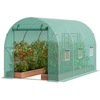 VEVOR Invernadero Túnel de Jardín, 345x195x192 cm, Carpa Refugio para Plantas con Estructura de Acero Galvanizado, Cubierta de PE Verde, Puerta Enrollable con Cremallera, 6 Ventanas, para Cultivo de V
