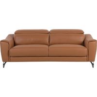 Canapé Design 3 Places en Cuir et Cuir PU Marron avec Appuis-têtes Ajustables pour Salon au Style Moderne Beliani