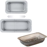 Expandable sink colander - Food-grade PP material - Efficient drainage holes - Quick-drying dish rack - Easy to clean and durable. (Double-layer grey)