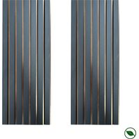 Forestea – Lot de 2 panneaux décoratifs muraux acoustiques 2770x287x20 mm – MDF lisse noir mat sur fond bronze – Amélioration acoustique intégrée – Pose facile