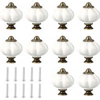 10Pcs Vintage Cabinet Knobs - White Pumpkin Drawer Pulls Handles for Dresser, Armoire, Furniture, Wardrobe, Compact Size, Easy to Install (1.2in)
