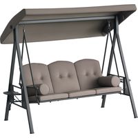 Outsunny – Balancelle de jardin 3 places – Toit inclinable en polyester 220g/m² – Coussins ergonomiques – Armature métal époxy anticorrosion
