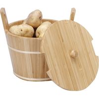 Panier à pommes de terre Melchterli en bambou – Dimensions 21x19x19 cm – Avec poignées et couvercle – Protection contre la lumière – Nouvel