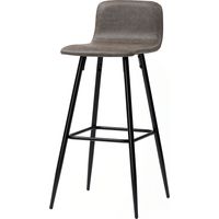 Set 2 Sgabelli Bar Schienale Basso Poggiapiedi Rivestimento PU Gambe Acciaio Marrone Scuro