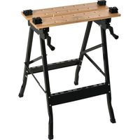 Banco de trabajo plegable portátil con tableros ajustables ángulo y distancia 63,5x60,5x78 cm madera natural y negro