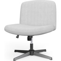 Ergonomic Cross Legged Office Chair Armless Wide Desk Chair with Mid Back Support Grey
