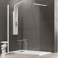 Parete doccia walk-in cristallo trasparente h200cm 8mm profilo bianco, seleziona misura 170