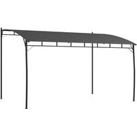 Pergola Gazebo con 12 Fori di Drenaggio, in Metallo e Poliestere, 400x296x200/262 cm, Grigio Scuro