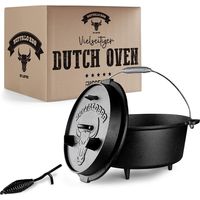 BUFFALO BBQ Dutch Oven 7,5 L eingebrannt, Gusseisen-Feuertopf