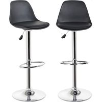 KITYTETY Tabourets de Bar et Cuisine Design SIG - Lot de 2 Chaises de Bar - Hauteur Réglable (Noir)