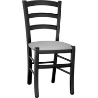 Chaise de salle à manger en bois noir venise avec siège rembourré gris clair