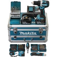 Makita – Perceuse 18V 5Ah avec 2 batteries – Moteur Brushless – Technologie XPT – Double éclairage LED – Coffret 96 accessoires – DDF484RTX6