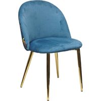 Chaise double tapissée bleue avec imprimé tropical et pieds dorés