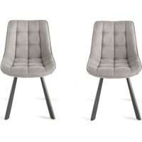 Sedia da cucina in tessuto Grigio Chiaro gambe metallo FRIEDIC set 2 pz
