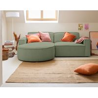Spiaggia - 4-sitzer ecksofa links - aus cordstoff - salbeigrün