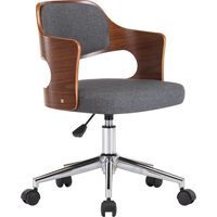 Chaise pivotante de bureau Gris Bois courbé et tissu vidaXL