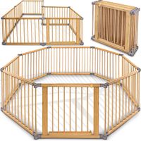 Barrière de sécurité pliable pour parc bébé 7,2 mètres – 8 pièces – Bois de pin non-traité – Dimensions de la porte 50x65cm – Kiduku