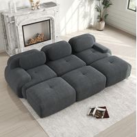 Sofá modular salón de pana gris cómodo sin montaje OKMYHOME